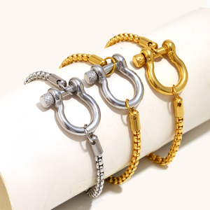Dingran, pulsera de cadenas con patrón de bloqueo de acero inoxidable, joyería al por mayor de fábrica libre de deslustre para mujer - Product Image 1