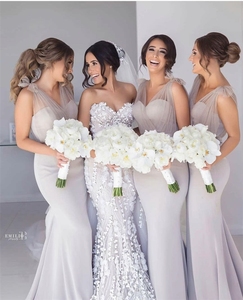 2020 New Products Grey Mermaid Tulle <strong>Dress</strong> Sweetheart <strong>Plus</strong> <strong>Size</strong> Long <strong>Bridesmaid</strong> <strong>Dresses</strong> - Product Image 1