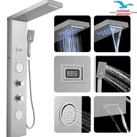 Vente Flash : Panneaux de Douche Muraux en Acier Inoxydable Noir de Luxe avec Pommeau de Douche Intelligent LED Effet Pluie et Cascade pour Salle de Bain