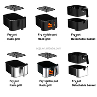 Friteuse à air intelligente électrique 7L en acier inoxydable pour la maison et la cuisine, avec écran couleur, contrôle numérique, sans huile, et fenêtre de visualisation