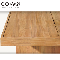 Table à manger d'extérieur minimaliste moderne - Design rectangulaire en teck massif, résistant aux intempéries, meubles de patio durables, jardin, hôtel