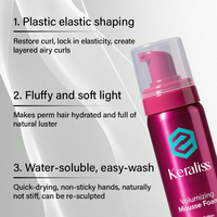 Keraliss Mousse Coiffante Bio Végane Sans Peroxyde 200ml Luxe Croissance Brillance Fixation Forte Flacon Pompe Bleu Unisexe Spray Capillaire