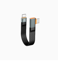 Kabel USB 4.0 C Male ke C Male Flat Cable 80Gbps USB C ke C Bentuk L 90 Derajat PD240W Pengisian Daya Dukungan Video 8K