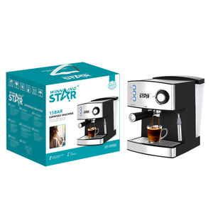 Machine à expresso Winning Star 15 bars semi-automatique en acier inoxydable avec réservoir d'eau de 1,8 L pour usage domestique - Product Image 1