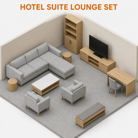 Ensemble de sièges pour hall d'hôtel commercial : canapé, table centrale en marbre, fauteuil pour projets hôteliers de luxe