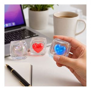 New Arrival Glow in Dark Transparent Cube Heart <b>Squishy</b> Toy Soft Squeeze Stress Ball Sensory Gift Assorted Colors - Product Image 5