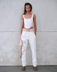 <span class=keywords><strong>Top</strong></span> Corto Sexy da Donna con Collo all'Americana, Colore Bianco, Trasparente, Stile <span class=keywords><strong>Corsetto</strong></span> - Product Image 2