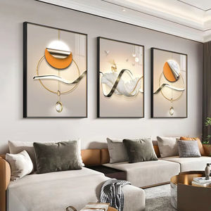 Salon <span class=keywords><strong>triptyque</strong></span> abstrait atmosphérique canapé fond mur peinture décorative moderne Simple Premium plume mur Art - Product Image 1