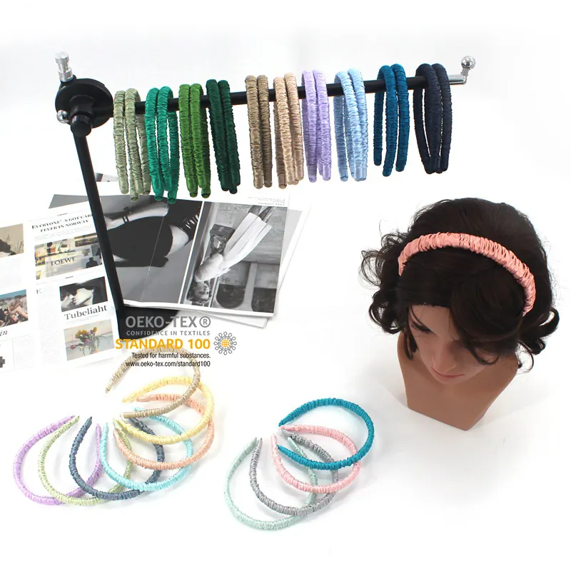 OEKO-TEX 6A Grade Custom And Adjustable Hair Accessories Women Designer Candy Color 100%Mulberry Silk Headbands