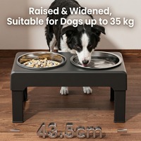 Support de gamelle surélevé moderne et réglable pour chien, en acier inoxydable, avec deux gamelles, étanche IPX5, pour chiens de grande et moyenne taille