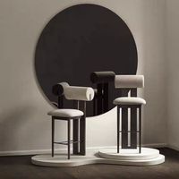 Tabouret de bar moderne en cuir et bois de noyer, style industriel, pour restaurant, hauteur de comptoir, luxe nordique