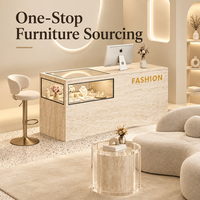 Vitrine de présentation de bijoux haut de gamme et comptoir d'accueil pour magasins de vêtements, design minimaliste moderne avec tiroir