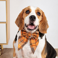 Collier pour chien élégant à carreaux avec nœud papillon, réglable, avec boucle de sécurité et anneau en D métallique, idéal pour les tenues de fête des animaux de compagnie (OEM/ODM)