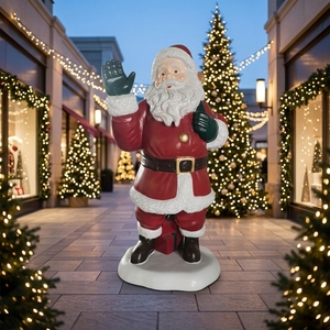Babbo Natale a Grandezza Naturale in Vetroresina con Sacco Regalo, Decorazione Natalizia per Centri Commerciali e Forniture Festive - Product Image 3