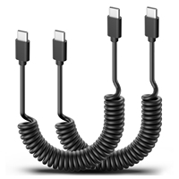 Kabel USB-C Coiled Pabrik Langsung, Tipe-C 3A Pengisian Cepat, Konduktor Tembaga Murni, Kabel Data untuk Smartphone, Komputer, dan Earphone