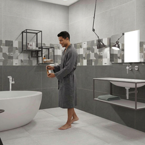 Nero กระเบื้องเซรามิกเคลือบดินเผาแกะสลักสีเทาขนาด600x1200มม. สไตล์เรียบง่ายทำจากซีเมนต์สำหรับทำไฟกลางแจ้ง - Product Image 1