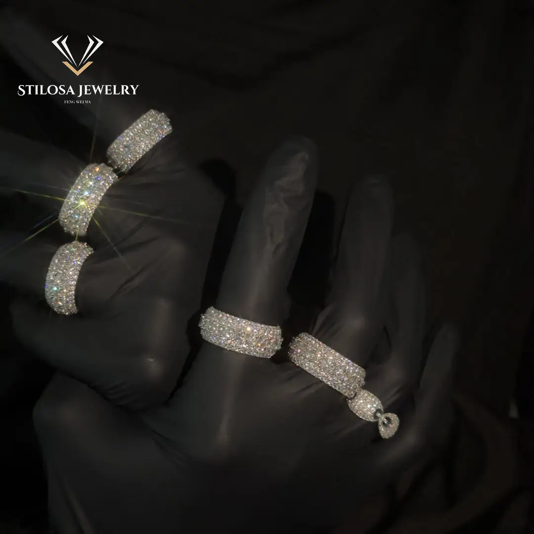 Anel de noivado de diamante joias da moda anéis de prata esterlina banhados a ouro 14K
