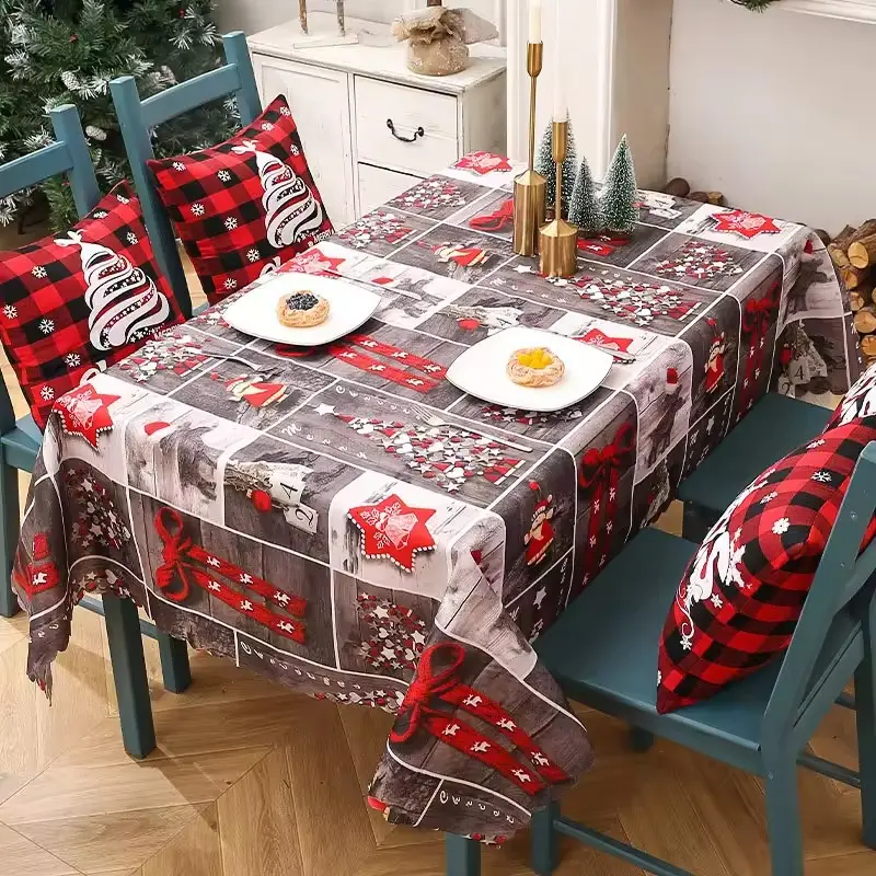 Nicro Weihnachten saisonale Tischwäsche Baumwolldruck Tischdeckung Dekoration Haushalt Tischdecken Polyesterstoff Tischbezug
