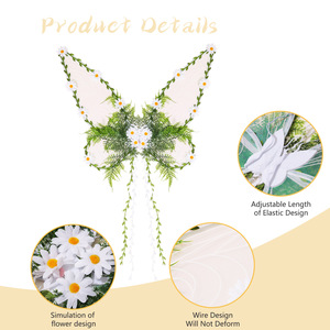 Ailes de papillon DAMAI pour Halloween, déguisement, décoration florale, accessoires pour mariage et fête d'Halloween, ailes de fée et d'elfe - Product Image 4