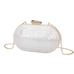 Women Elegant Oval Marbling Acrylic Wedding Clutch <b>Purse</b> Metal Chain Evening Handbag for Dinner Night Out Bar - Product Image 3