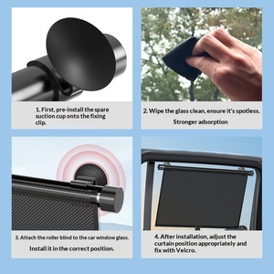 Penutup Jendela Mobil PVC, Tirai Jendela Samping Otomatis Gulung Naik-Turun, Pemasangan dengan Suction Cup, Aksesoris Pelindung Matahari - Product Image 3
