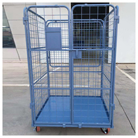 Produits populaires 2023 tendance entrepôt stockage palettes Cage Transport pliant treillis métallique conteneur chariot roulant Cage chariot