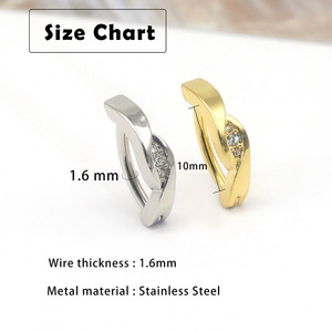 Anneaux de nombril en acier inoxydable, argent et or, design géométrique, incrustation de zircon, sertissage en canal, bijoux de piercing - Product Image 2