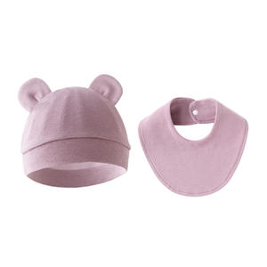 2024 nuevo gorro infantil de comercio exterior, conjunto de babero, cubierta de oreja de algodón puro para exteriores, gorros de bebé de otoño para niños - Product Image 6