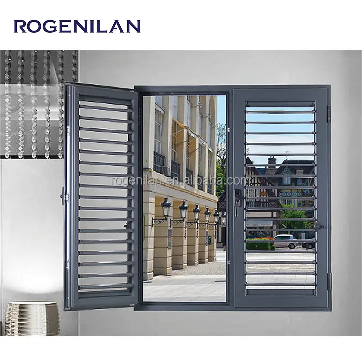 ROGENILAN 새로운 디자인 하이 퀄리티 루버 알루미늄 슬라이딩 윈도우 셔터 부엌 용 농장 셔터