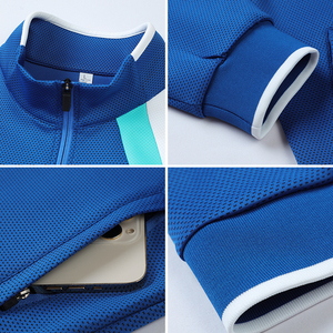 Chaqueta deportiva con logotipo personalizado, cuello alto con cremallera completa, bloques de color, manga larga, para entrenamiento, para hombres y mujeres, ropa deportiva para equipos al aire libre. - Product Image 6