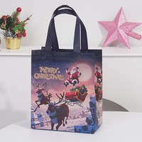 Sac fourre-tout en tissu non tissé laminé à thème de Noël de qualité supérieure, réutilisable, écologique, pour cadeaux de fête, emballage cadeau, sac vide, vente en gros