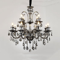 Lustre en cristal de style européen moderne, luminaire suspendu simple et élégant pour café, salon, décoration intérieure