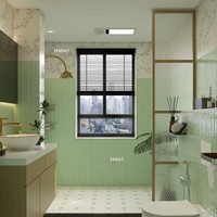 Carreaux muraux de salle de bain en céramique de style français, série brique faite à la main vert foncé, résistants à l'usure, 400x800, pour salle de bain et balcon