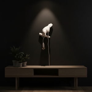 Lampe de chevet/de table en résine peinte à la main, sculpture d'oiseau porte-bonheur, veilleuse pour chambre à coucher, salon, décoration de la maison, ampoule - Product Image 6