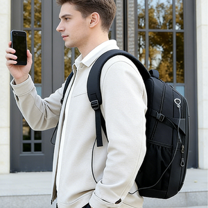 Sac à dos unisexe en Oxford noir avec fermeture éclair, logo personnalisé rapide, étanche, pour camping et sport, avec port USB et bretelles réglables, OEM ODM - Product Image 2