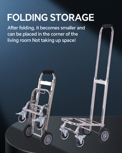 Kim loại Bốn bánh xe thép không gỉ tay hành lý giỏ xách tay gấp Giỏ mua hàng & xe đẩy - Product Image 5