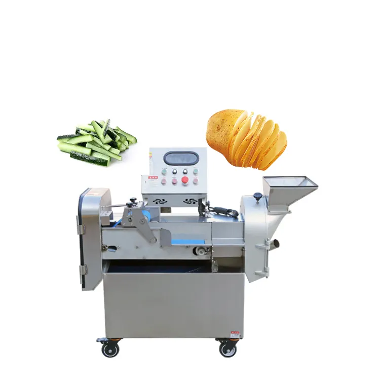 Pemotong sayuran otomatis multifungsi, pengiris kentang komersial berkepala ganda elektrik multifungsi