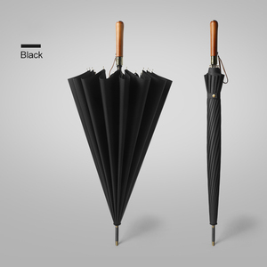 Regenschirm automático 16 costillas mango de madera a prueba de viento paraguas largo personalizado recto de lujo de negocios paraguas de golf con logotipo - Product Image 4