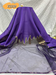 Kim loại chủ đề Jacquard buổi tối Gown vải mới đến Organza Net ren Nigeria thổ cẩm ren Đầm Gradient trong suốt - Product Image 3