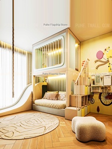 Letto a castello moderno e semplice in legno massello con scivolo, multifunzione a due piani per cameretta bambini, stessa larghezza superiore e inferiore con contenitore - Product Image 4