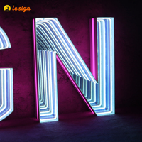 Logo d'image personnalisé d'entreprise texte Led Infinity miroir lettre cadre personnalisé Cool Infinite Led Tunnel lampe enseigne au néon