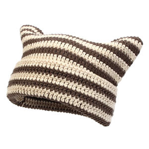 Imp rayé bonnet en tricot grande circonférence de la tête bonnet en <span class=keywords><strong>laine</strong></span> enfants mignon oreilles de chat pointu sur la tête bonnet de protection des oreilles - Product Image 6