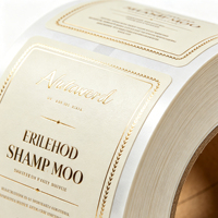 Étiquettes autocollantes en vinyle imperméables personnalisées de luxe avec bordure dorée, résistantes aux UV, écologiques, anti-huile, pour shampooing