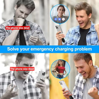 Mini chargeur portable porte-clés Power Bank Type-C 1500 mAh, charge rapide, entrée USB sans fil, affichage LED, fonctionnalités de location d'urgence