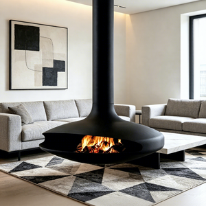 Chimenea Moderna <span class=keywords><strong>de</strong></span> <span class=keywords><strong>Leña</strong></span> <span class=keywords><strong>de</strong></span> Fácil Instalación, Montada en el Techo, sin Ventilación, Suspendida, Colgante, para Casa u Hotel - Product Image 4