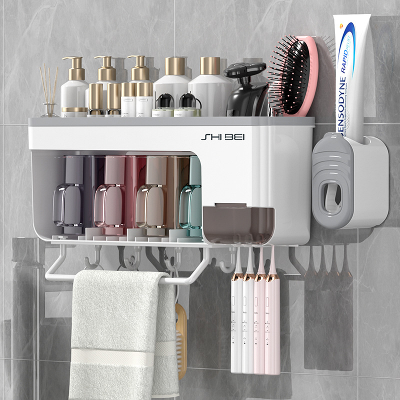 white Toothbrush holder- presents mouthwash cup * 4