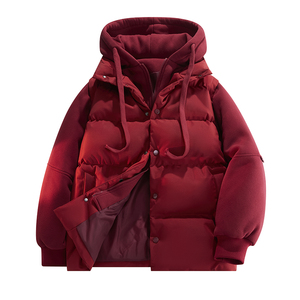 <span class=keywords><strong>เสื้อ</strong></span>โค้ทผู้ชายแบบสองชิ้นปลอมสำหรับฤดูหนาว บุ<span class=keywords><strong>ด</strong></span>้วยผ้าฝ้าย ทรงหลวม สไตล์เสื้อ<span class=keywords><strong>ฮู้</strong></span><span class=keywords><strong>ด</strong></span> แบบถุงขนมปัง - Product Image 3