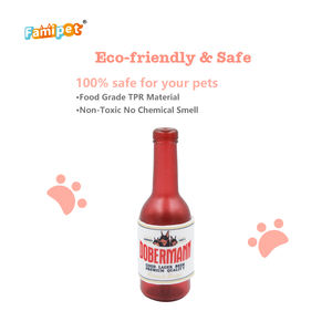 Famipet personalizado nueva llegada botella de cerveza diseño duradero no tóxico TPR indestructible perro chirriante juguete masticable para mascotas juguete para masticar - Product Image 3