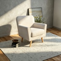 Fauteuil d'appoint personnalisable en tissu rembourré avec accoudoirs roulés incurvés