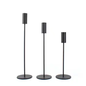 유럽 홈 웨딩 장식 블랙 금속 매트 촛대 홀더 세트 candelabra centerpieces 촛대 홀더